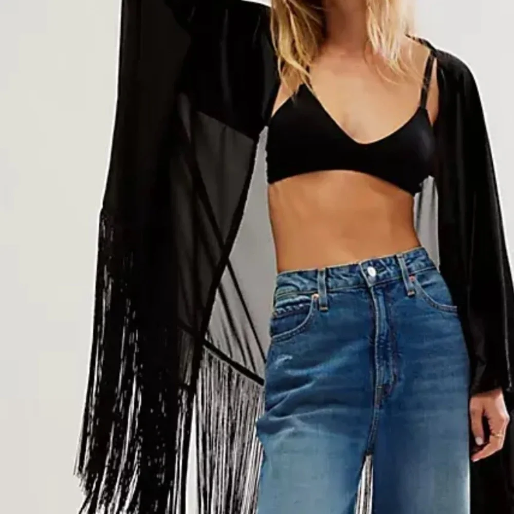 Free People Velvet Dreams Fringe Kimono